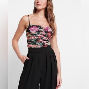 Body Contour Floral Mesh Cropped Cami With Removable Cups